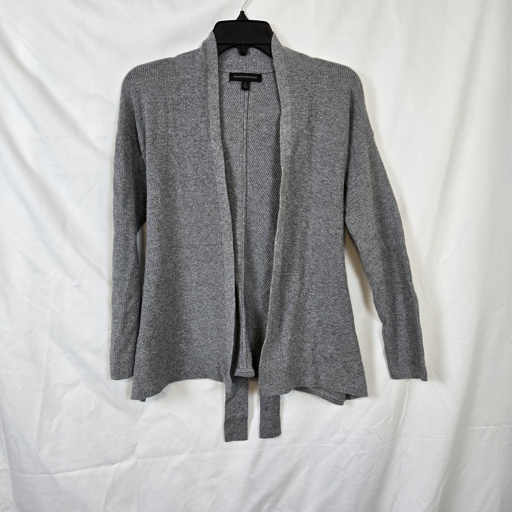 Banana Republic‎ Women's Heathered Gray Belted Long Sleeve Open Front Cardigan S